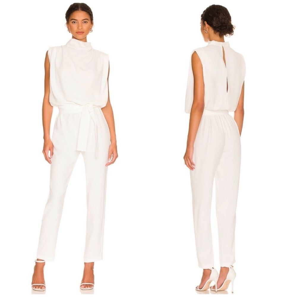 NEW Amanda Uprichard x Revolve Fabienne Jumpsuit Ivory Size Large